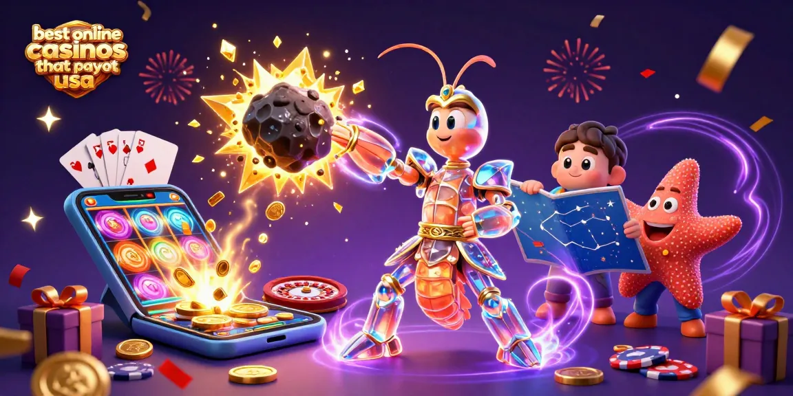 Experience the excitement at the best online casinos that payout USA with vibrant characters and casino elements.