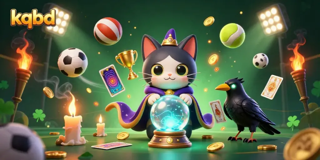 Experience kqbd with a thrilling 3D scene showcasing sports betting elements and mystical characters.