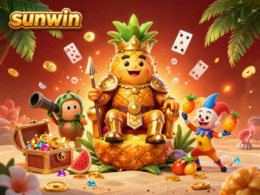 Experience exciting gameplay with sunwin's vibrant casino scenes featuring a golden pineapple king and dynamic elements.
